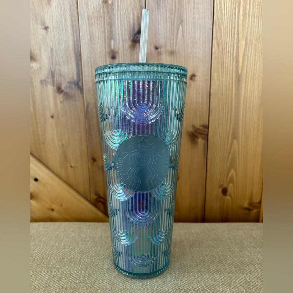 New 2022 Starbucks Spring Green Iridescent 24oz Tumbler